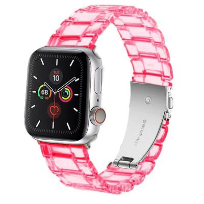 China Newest Clear Resin Sport Band For Apple Watch Series 5 4 3 2 1 Transparent For iWatch Strap 38mm 40mm 42mm 44mm for sale