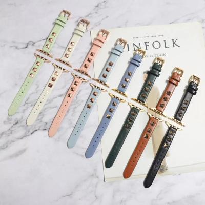 China Flexible Punk Rivets Studs Luxury Watches Leather Band For Apple Watch Band For Apple Watch Slim Band for sale