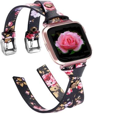 China Luxury Leather Strap Fitbit Smart Leather Strap Bands Fitbit Versa Watch Soft Strap For Men Women Fitbit Strap for sale