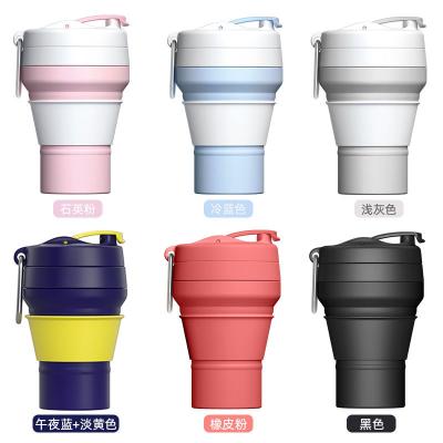 China Hot sales viable portable collapsible drinkware Amazon creative silicone water juice collapsible coffee cups with straw for sale