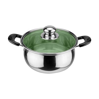 China No-rust workable stainless steel thickened two-eared pot induction cooker soup pot and stock pot for sale