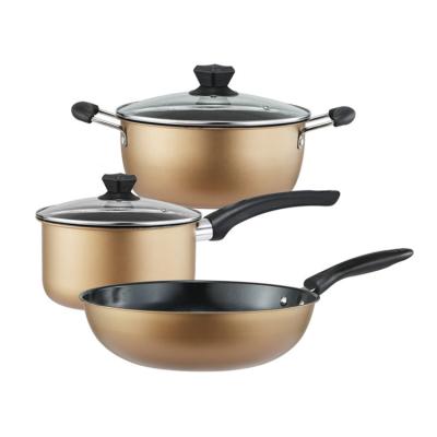 China Promotional Gift Pot Set Nonstick Cookware Viable 3 Pieces Set Thickened Stainless Steel Pots And Pans Set for sale