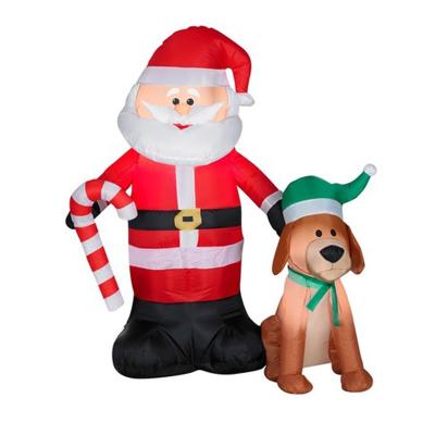 China Factory Customized Shop or Family Christmas Roof Decoration Inflatable Santa Claus on Fire for sale