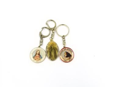 Cina Metallo promozionale Keychains, portachiavi a anello a resina epossidica di stile religioso del metallo dell'oro in vendita