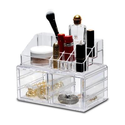 China Large Size Vinyl Container Tall Makeup Storage Box Organizer Plastic Durable Countertop Acrylic Cosmetic Box Spinning for sale