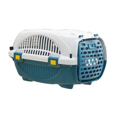 China Pet Furniture Cat Carrier Cage With Divider Portable Folding Plastic Outdoor Handles Air Stored Plastic Dog Cage for sale