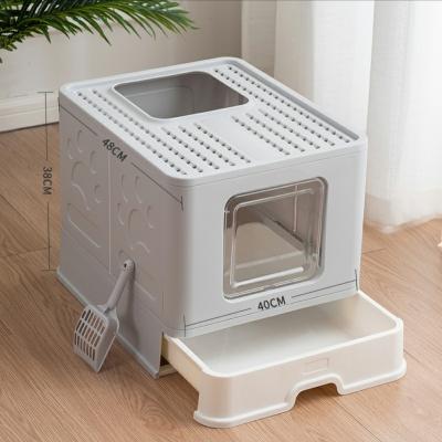 China Sustainable Open Board Cat Litter Box Furniture Trash Bin For Cat for sale