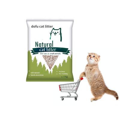 China Best Cheapest Low Price Stocked Biodegradable Clean Tofu Cat Litter With 6L 10L Bag for sale