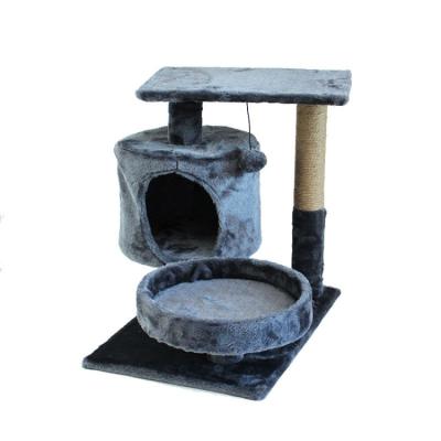 China High Quality Dark Gray Small Size Viable Pet Scratch House Tower Housing Cat Trees With Nest For Indoor Pet Cat for sale