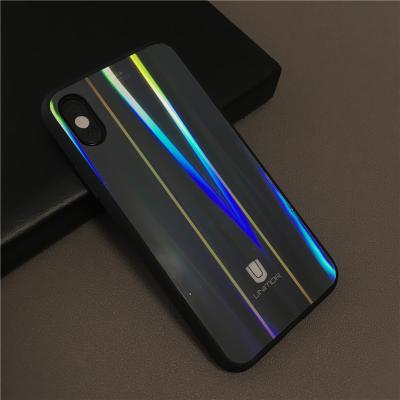 China Look like UNIMOR 2019 new auroral glass case tpu PC phone case with nice colors acrylic glass phone case for sale