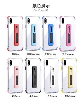 China With Colorful Dual Colors Clear Transparent Cell Phone tpu Shockproof Case For iPhone X With Hand Strap Phone Case for sale