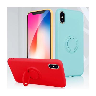 China 2019 New Colorful Silicone Phone Case Colored Tpu Silicone Case With 360 Rotating Ring Holder Car Mount Case Compatible For Magnet For iPhone X for sale