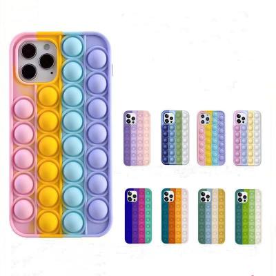 China 2021 Newest Anti-fall Silicone 3d Rainbow 11 12 XR Cactus Push Bubble Toy Fidget Pop It Phone Cyan Case UNIMOR For Iphone Cases for sale