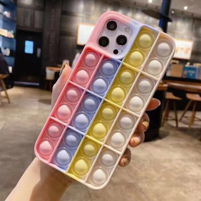 China Anti-fall rainbow colors fidget person pops it silicone phone case for iphone for sale