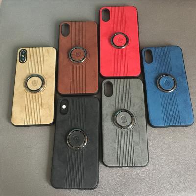 China Soft Leather Car TPU Case+PU UNIMOR TPU Leather Magnetic Holder For iPhone X Stand Phone Case With Finger Ring 360 Degree Rotating Magnetic Phone Case for sale