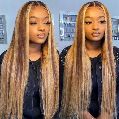 China Hot Selling Transparent Lace Front Wig, P4/27 Silky Straight Wave 13x6 Hd Lace Front Wig With Transparent, P4/27 Color Lace Front Wig For Black Women for sale