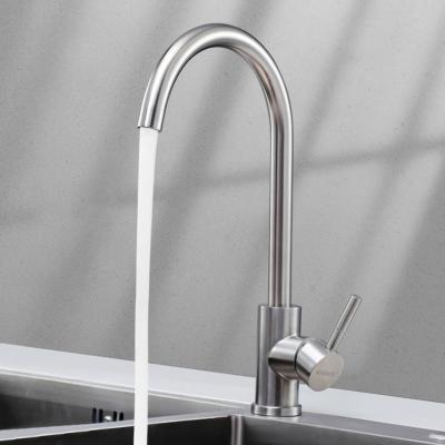 China 304 Stainless Steel Kitchen Sink Faucet Single Cold Universal Rotating Hot and Cold Faucet for sale