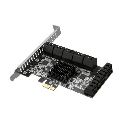 China Hot Selling Rectangle Amazon 6Gbps 16 Sata 3.0 Port To PCI Express X1 Riser Card For PC for sale