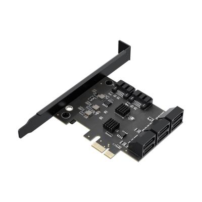 China Devices with sata interface wholesale price JMB575 control chip 8 SATA 3.0 port to PCIE X1 expansion riser card for HDD SSD for sale