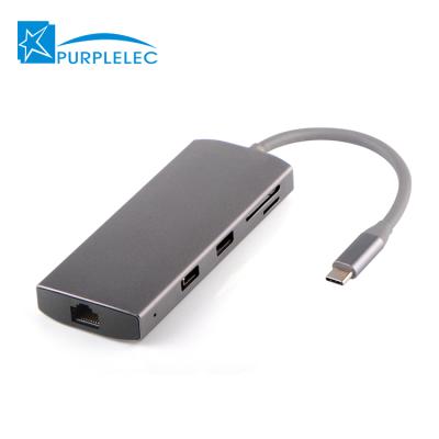 China Charging& Data Transfer Factory Outlet USB Splitter 9 Into 1 USB C Type-C Hub Adapter With USB3.0 USB2.0 HDMI SD/Micro SD RJ45 For Mac for sale