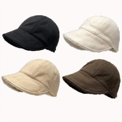 China Bucket Hats Wholesale Winter Lamb Wool Plus Fleece For Cold Protection And Cute Duck Tongue Fisherman Hat for sale