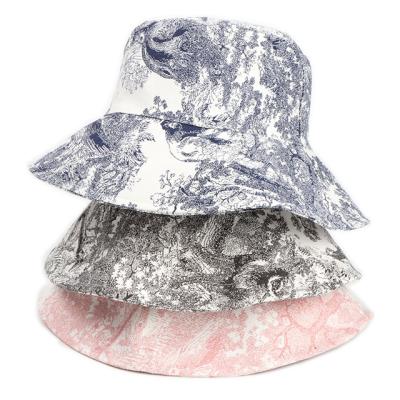 China Bucket Hats Wholesale New Ink Painting Tie Dye Landscape Painting Gutter Shade Big Fisherman Hat for sale