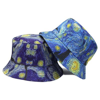 China Bucket Hats Wholesale Art Leisure New Graffiti Shade Fisherman Hat Outdoor Starry Sky Oil Paint Hat for sale