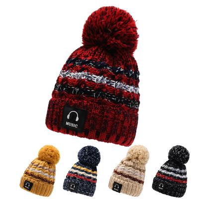 China Bucket Hats Wholesale New Winter Fashion Knit Hairball Plus Fleece Warm Outdoor Wool Hat for sale