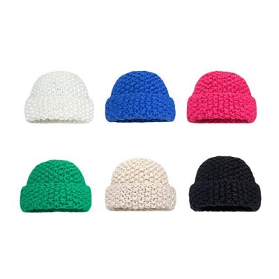 China Bucket Hats Wholesale Solid Color All Match Hearing Protection Thick Knitted Wool Thickened Warm Hat for sale