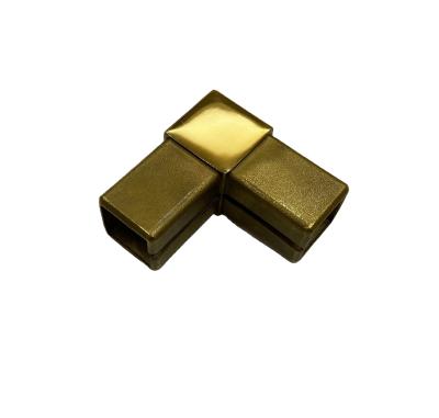 China Modern gold three way square stainless steel 90 degree tube connectors for 25mm square stainless steel tube for sale