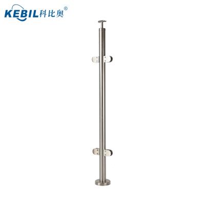 China Contemporary Indoor Stainless Steel Stair Railing Column Deck Tempered Glass Railing Post for sale