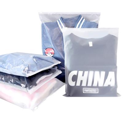 China Custom Recyclable T-shirt Reusable Swimwear Packaging Clear Frosted Plastic Apparel Bags With Logo For Eco Friendly Apparel for sale