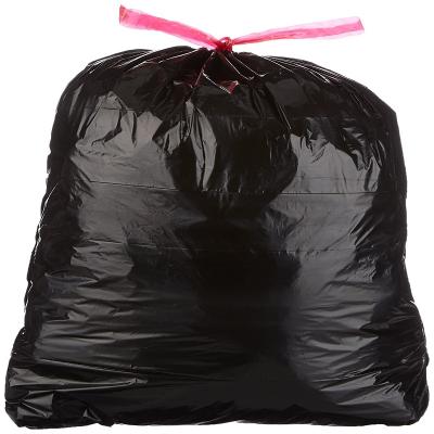 China Disposable Custom Logo Personalized Black White Colors Biodegradable Drawstring Plastic Garbage Bag Recycle Garbage Bag Suction Strip On Roll for sale