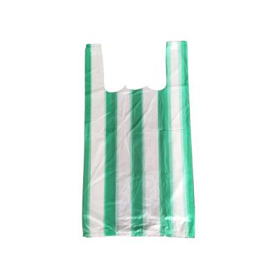 China China Recyclable High Quality Customized Color Camouflage Food Waistcoat Handle T-shirt Plastic Striped Shopping Bags for sale