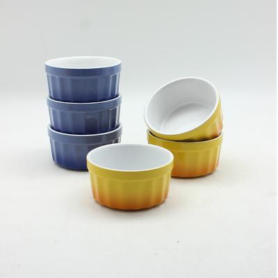 China Viable ceramic ceramic ramekins for making, 8.5 oz porcelain ramekin creme brulee baking cup for sale