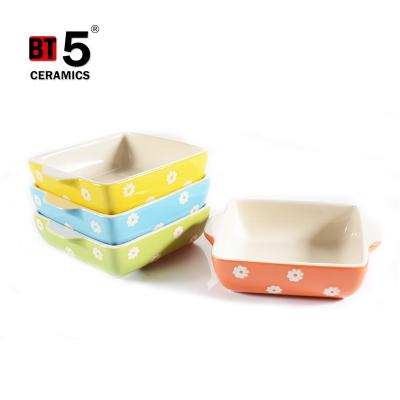 China Sustainable Ceramic Baking Dish, Rectangular Bakeware Set, Casserole Dish For Baking for sale