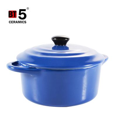 China Sustainable Wholesale Double Handles Large-Capacity Sound Ceramic Pot Set With Cover for sale