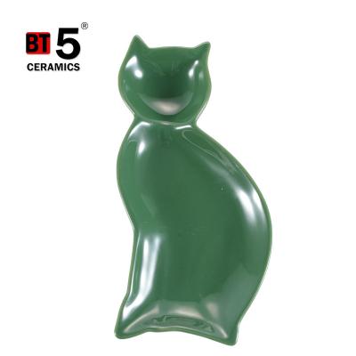 China Sustainable Design Special Multi Color Decorative Ceramic Cat Shaped Dish For Sale for sale