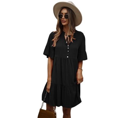 China Simple Fashion Summer Stripe Washable Plain Dress Knit Breathable Loose Fit Plus Size Summer Clothing Popular Women's Dresses for sale