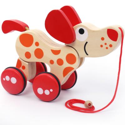 China Toy Wholesale Early Educational Pulling Hand Toy Intelligence Rope Pulling Toy Wooden Wooden Animal Gifts Eco-Friendly Developmental for sale