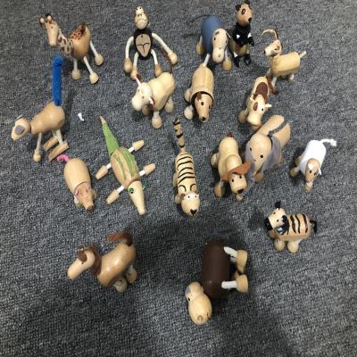 China The Wooden Animal Model Toy Small Emulation Animal Models Mini Wooden Animal Doll Wooden Movable Animal Doll for sale