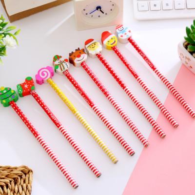 China Wooden Mini Pencil Creative Design Christmas Cartoon Shape Colorful Cute Pencil for sale