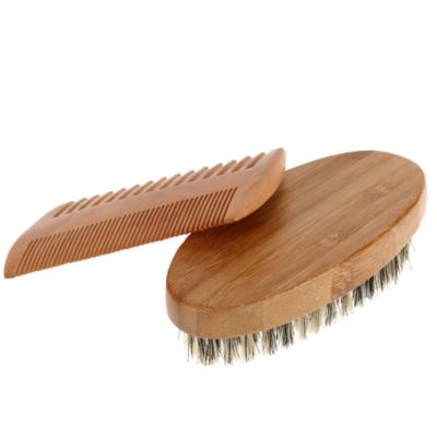 China Men's Facial Hair Grooming Tool Bamboo Material Mens Beard Styling Brush / Beech Wood & Comb Set for sale