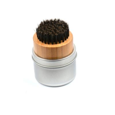 China Men's Beard Brush Wholesale Custom Logo Pure Boar Hair Trimming Beard Brush for sale