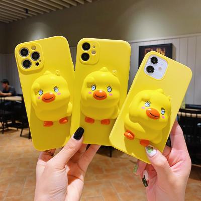 China Shockproof Free Shipping 1 Sample OK Decompression Yellow Duck Squeeze Mobile Phone Case PC Cell Phone Cover for sale