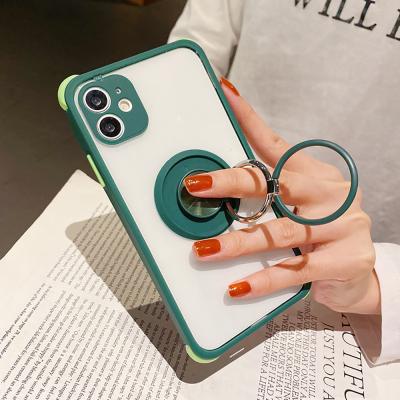 China Shockproof Free Shipping 1 Sample OK TPU Phone Cover For iPhone Four-Corner Anti-drop Mobile Transparent Ring Phone Holder Phone Case for sale