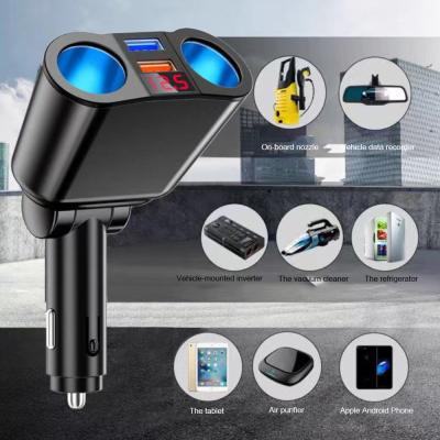 China Free Rotatable Socket Shipping 1 Sample Ok Led Display New Charging Rotating Ports Usb Dual Socket Cigarette Lighter Car Charger Car Charger for sale