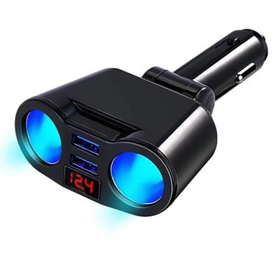 China Free Rotating Plug Shipping 1 Sample Ok Car Cigarette Lighter Splitter 5v 3.1a Rotating Dual Usb Ports Car Charger With Led Show Charging for sale