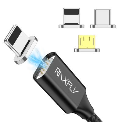 China Cable RAXFLY Super Quality Phone Charger & Magnetic Charging Free Shipping Nylon Data Transfer 3 Multi In 1 Magnetic Charging Cable For Iphone / Micro USB for sale