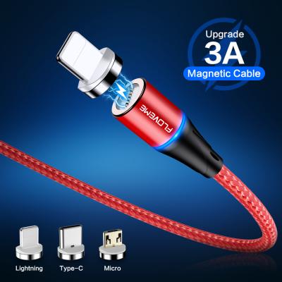 China Free Magnetic Charging Data Cable Shipping 1 Micro Usb Fast Charging Micro Usb Data Cable Charger 1M Nylon Led Magnetic Phone Magnet Wholesale FLOVEME 3A Sample OK for sale